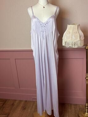 Sears vtg vanity lavender maxi slip gown nylon fairy cottage